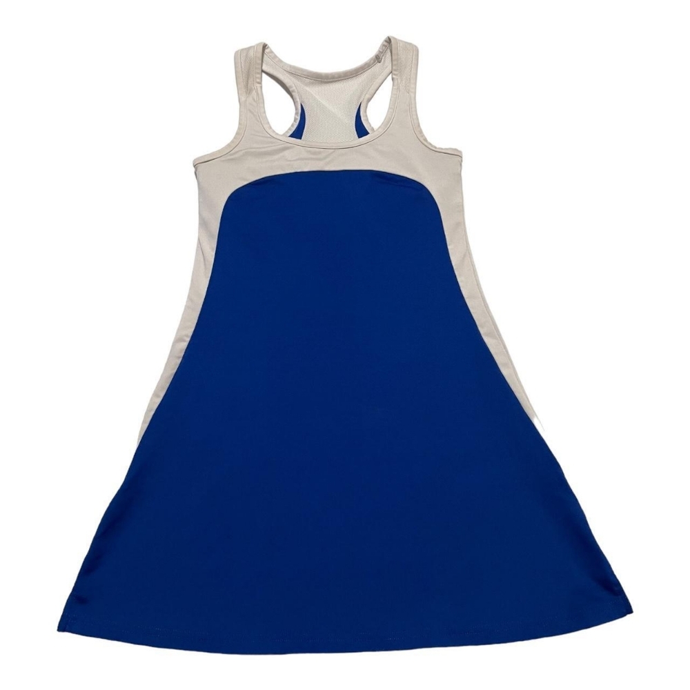 Ssi Women's Blue and White Sleeveless Mesh Dress